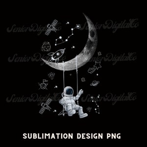 Moon Swing Astronaut Stars Space Man Png, fliegender Astronaut Png, Spaceman Png, Sublimation PNG, Designs Downloads, PNG Clipart