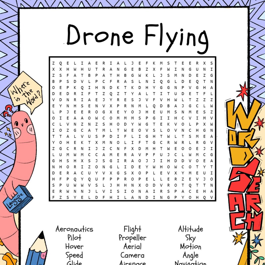Drone Flying Word Search Puzzles, Self Care Puzzles, Printable Word ...