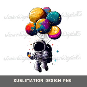 Hand Drawn Cartoon Astronaut SVG Spaceman Floating With Balloon Clipart  Vector Silhouette Digital Illustration Cut Files for Cricut PNG JPG 