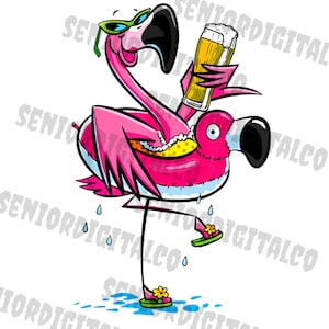 Flamingo Summer Png , Pink Flamingo Png ,Flamingo With Drink Png ,Sublimation files ,Sublimation Png, Designs Downloads, PNG Clipart