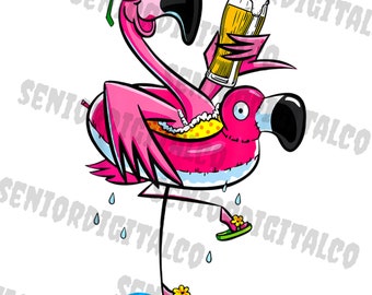 Flamingo Summer Png , Pink Flamingo Png ,Flamingo With Drink Png ,Sublimation files ,Sublimation Png, Designs Downloads, PNG Clipart