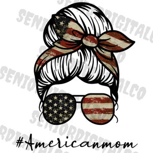 American Mom Bun Png, Sunglasses Headband Messy Bun Png, 4th of July Sublimation Design ,Sublimation PNG, Designs Downloads, PNG Clipart