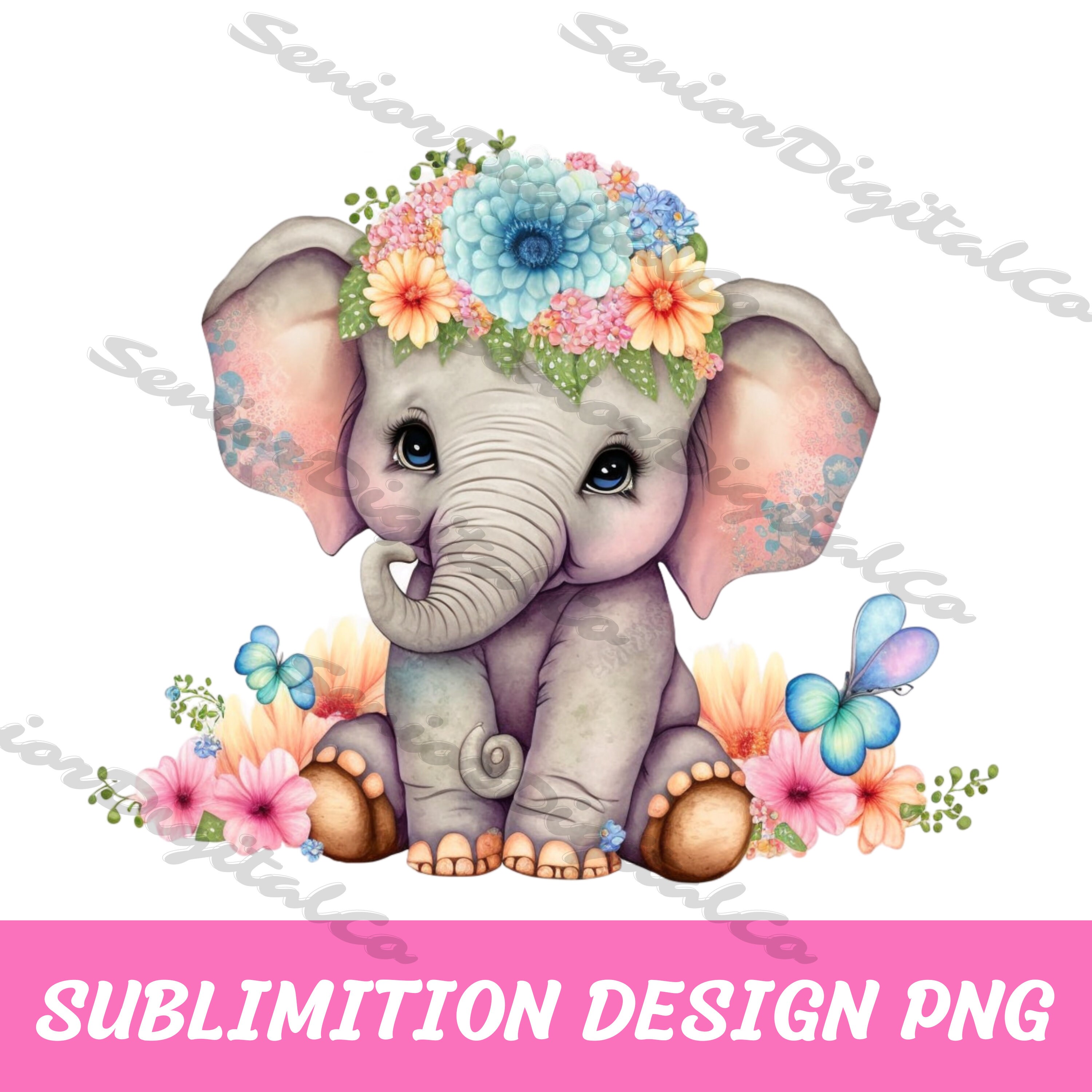 Elephant Sunflower PNG  Cute Elephant Love Sunflower, elephant baby girl ,Sublimation PNG, Designs Downloads, PNG Clipart