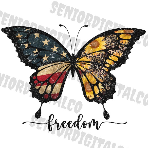 Freedom Png,Freedom Butterfly Png,Retro 4th Of July Png,America Flag,Sunflower Leopard Png ,Sublimation PNG, Designs Downloads, PNG Clipart