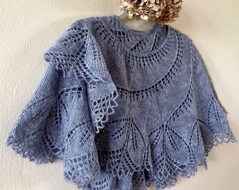Handmade Wool Shawl, Boho Knitted Shawl, Elegant Knit Wool Shoulder Wrap