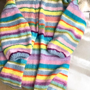 Hand Knit Rainbow Mohair Cardigan, Oversized Colorful Striped Sweater, Long Cozy Mohair Jacket, Handmade Soft Boho Cardigan