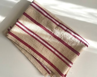 Antique Linen Fabric, Handwoven Rustic Fabric, Country Handmade Cloth, Organic Linen Fabric, Sustainable Textiles 2.6yds/15.8"