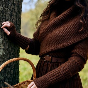 Outlander Wool Shawl SET, Knitted Claire&#39;s Shawl and Arm Warmers, Triangle Wool Shawl, Hand Knitted Shawl Set of 2