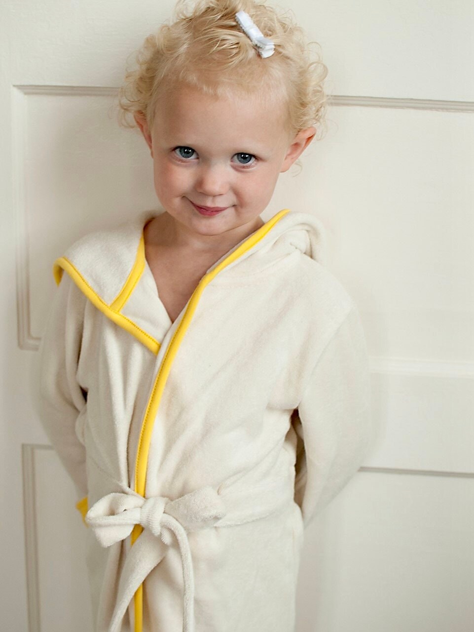 Kids Soft Bathrobe From 100 Organic Cotton, Hooded Terry Bathrobe for Kids and Toddler, Natural