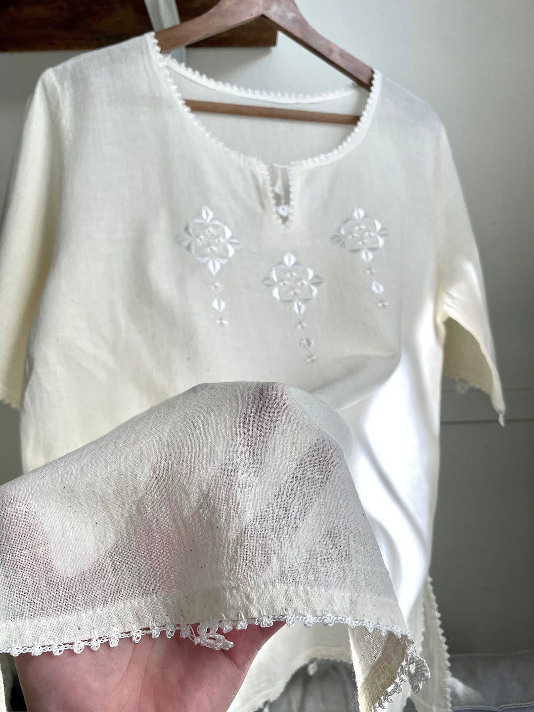 Artisanal Embroidered Blouse 100% Cotton White 603057 main image 0