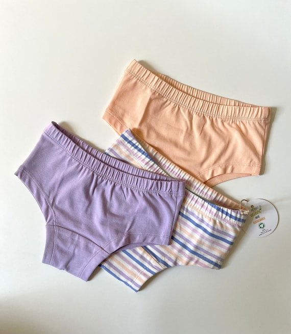 Organic Cotton Kids Underwear Set, Girl's Soft Lilac Briefs, Pure