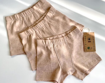 Organic Cotton Kids Underwear, Gender Neutral Comfortable Briefs, Sensitive Skin Undyed Kids Underwear 3pcs