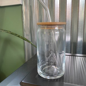 Instrument Glass Tumbler/Can with lid and straw