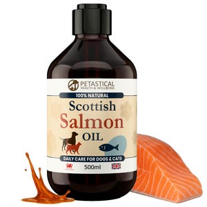 Petastical Salmon Oil for Dogs & Cats, Omega-3, Omega-6 Fish Oil Supplement for Healthy Skin, Coat, Joints, No Pump, Made in UK, 500ml