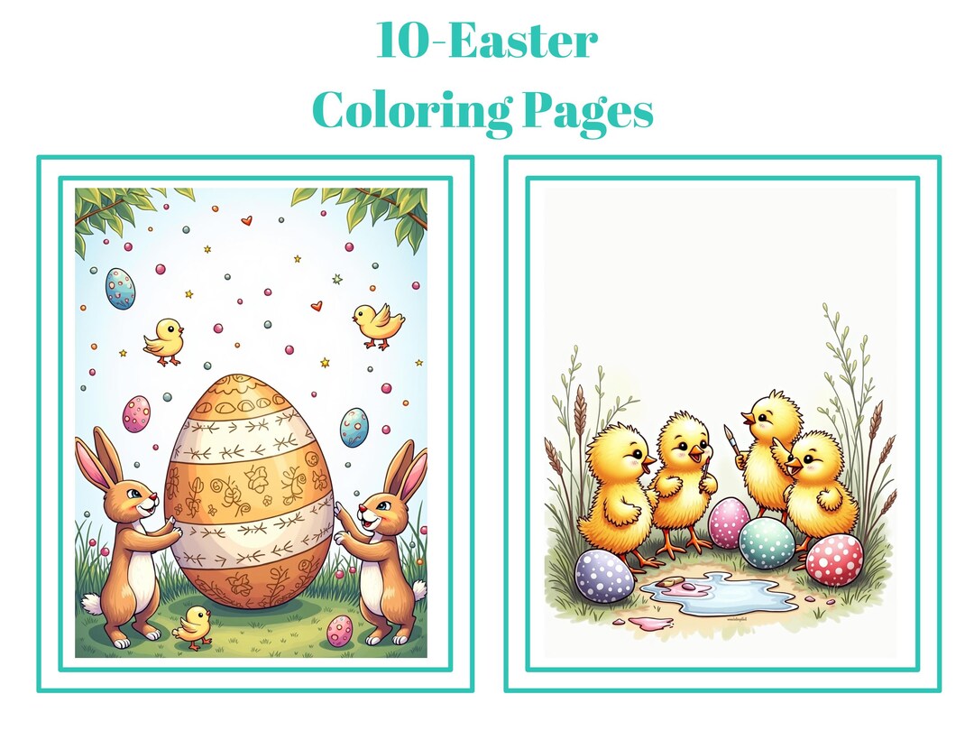 Kids Easter Coloring Book | 10 Hand-drawn Pages | Fun Easter Bunny ...