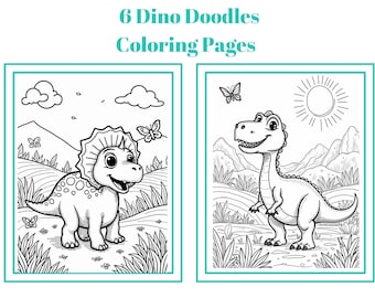 Dino Doodles Målarbok för Barn – Roliga Dinosauriemålarbilder för Pojkar och Flickor | Utskrivbar Aktivitet för Barn