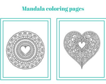 Mandala Love Coloring Book for Adults | 13 Intricate Stress-Relief Designs | Printable Mindfulness & Relaxation Pages | Instant Download