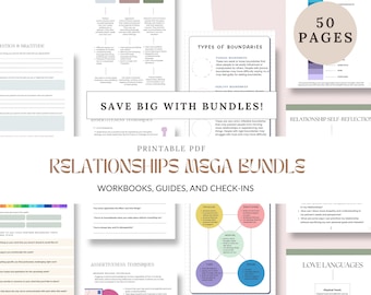 Relationship Worksheets Mega Bundle: Couples Therapy, Check-In (PDF)