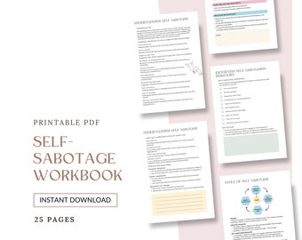 Cuaderno de trabajo sobre autosabotaje, Cuaderno de actividades sobre perfeccionismo, Comportamientos de autosabotaje, Identificación de creencias, Sentido del yo, Crítico interno
