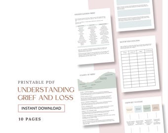 Trauer & Verlust Digitales Arbeitsblatt: Bewältigungsfähigkeiten, Traumabehandlung (PDF-Dateien A4/A5/Letter)