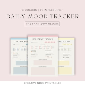 Daily Mood Tracker, Afdrukbare Mood Tracker, Daily Mood Journal, Mood Chart, Daily Bullet Planner, Angsttracker, Mental Health Check