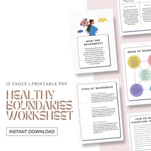 Healthy Boundaries Worksheet: Couples Therapy, CBT (12-Page PDF)