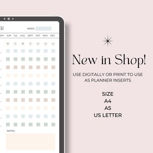 May include: A digital planner template with a grid layout for each month of the year, from May to December. The template is designed for use with a digital planner or printed as planner inserts. The template is available in A4, A5, and US Letter sizes.