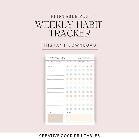 Weekly Habit Tracker: Printable Goal Planner (PDF)