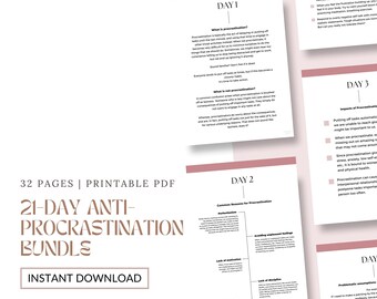 21-Day Anti-Procrastination Bundle: Habit Tracker (41-Page PDF)