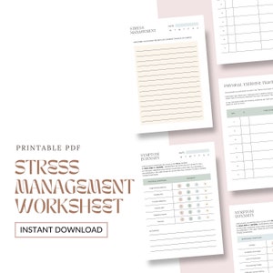 Stress Management Worksheet, Stress Management Kit, Stress Diary, Mental Health, Tracker, Self Care, Journaling, Mood Tracker, CBT