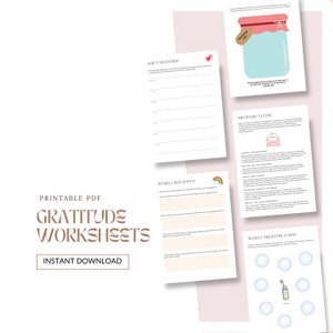 Cuaderno de trabajo de gratitud, Mentalidad positiva SEL, Hojas de trabajo de terapia, Recursos de terapia, Habilidades de afrontamiento, Procesamiento de emociones, Herramientas de terapia
