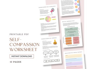Self-Compassion Worksheet, Inner Critic Workbook, EMDR, EFT, Self-Care Workbook, Self-Esteem Worksheet, Self-Sabotage Worksheets