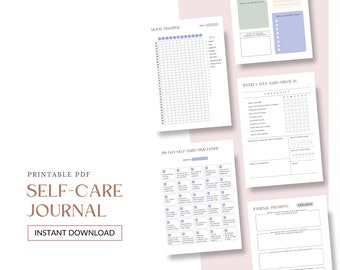 Self-Care Journal: Wellness Planner, Daily Trackers (Digital Download)
