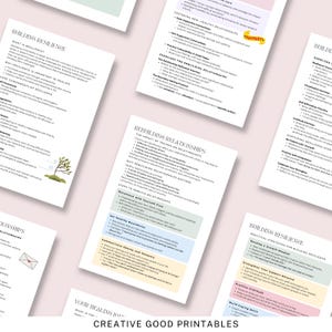 May include: A set of printable worksheets with tips and advice on building resilience and rebuilding relationships. The worksheets feature a variety of colors and illustrations, including a tree, a letter, and a butterfly.