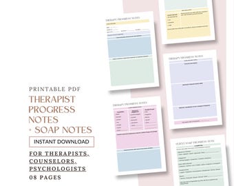 Therapist Notes Template, Therapist Progress Notes, Progress In-Session Notes, SOAP Notes Template, Counseling Notes