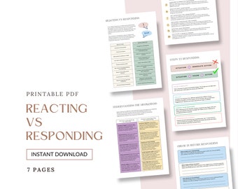 Reacting vs Responding Worksheets: Communication & Therapy (PDF)