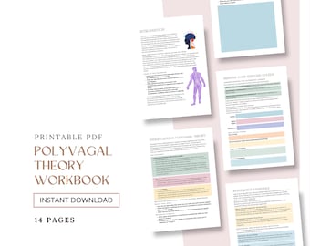 Polyvagal Theory Worksheet, Nervous System Regulation, Window of Tolerance, Somatic Therapy, Vagus Theory, Trauma Therapy