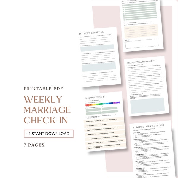 Weekly Marriage Check-In, Relationship Check-In, Marriage Workbook, Couples Workbook, Couples Therapy, Marriage Meeting Workbook