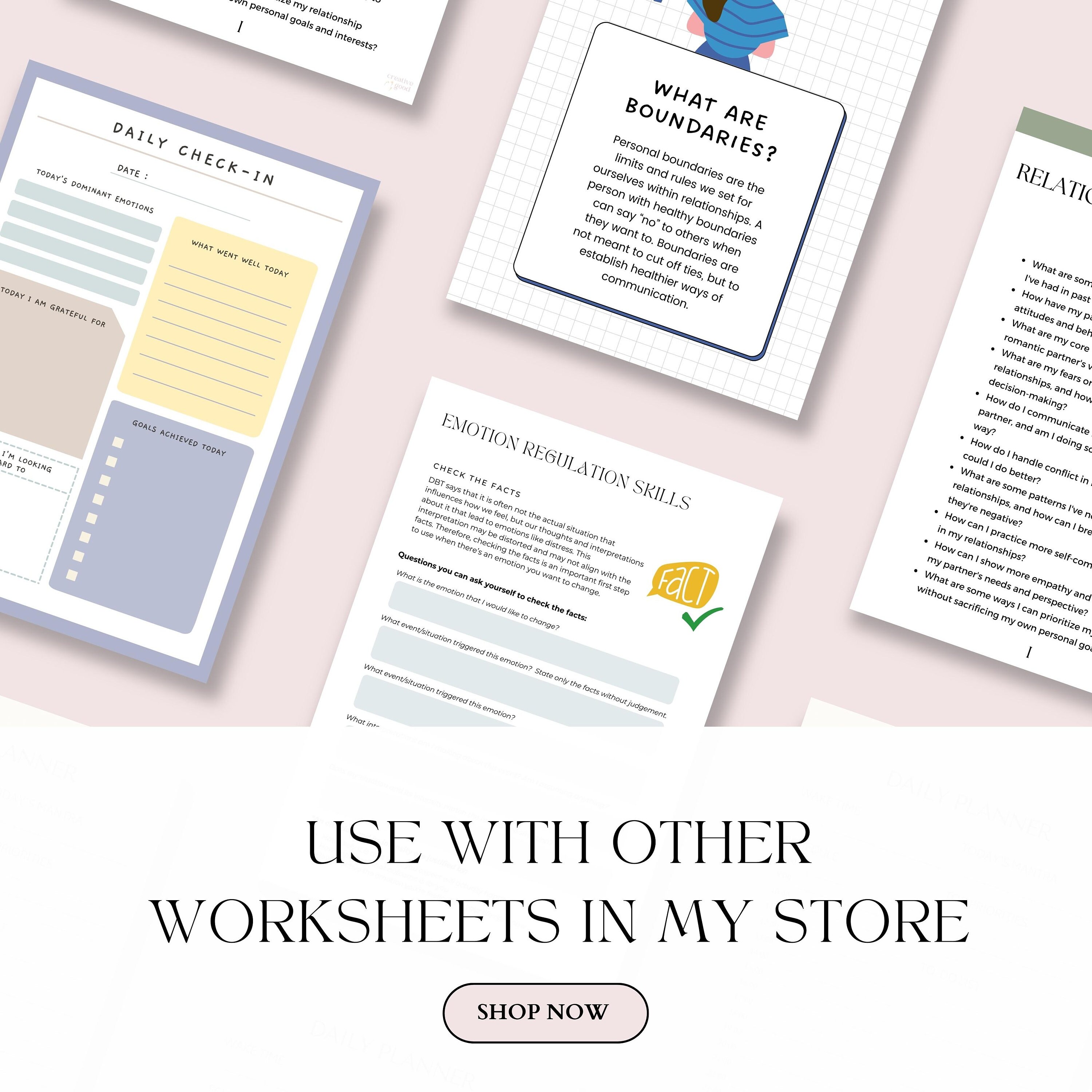 DBT Distress Tolerance Skills DBT Worksheets DBT Workbook - Etsy