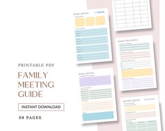 Family Meeting Guide, Family Meeting Agenda, Family Meeting Template, Weekly Family Planner, Weekly Family Meeting, ADHD Family Planning
