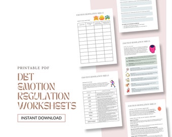 DBT Emotional Regulation Skills, DBT Worksheets, DBT Workbook, Therapy Worksheets, dbt Skills, Anxiety Worksheets, bpd Worksheets, Therapy