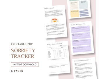 Sobriety Worksheets, Sobriety Tracker, Relapse Prevention, AA Recovery, Sober Workbook, Addiction Recovery, Sobriety Checklist
