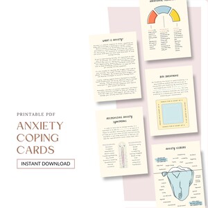 Anxiety Coping Cards, Anxiety Cards, Anxiety Journal, Anxiety Flashcards, Therapy Worksheet, Affirmation Cards, Anxiety Relief