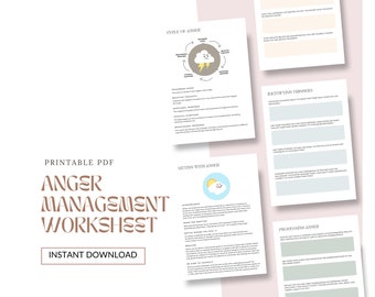 Anger Management Worksheet, Emotion Regulation, Mental Health, Anger Processing, Anger Workbook, Therapy Tool, Anger Worksheets