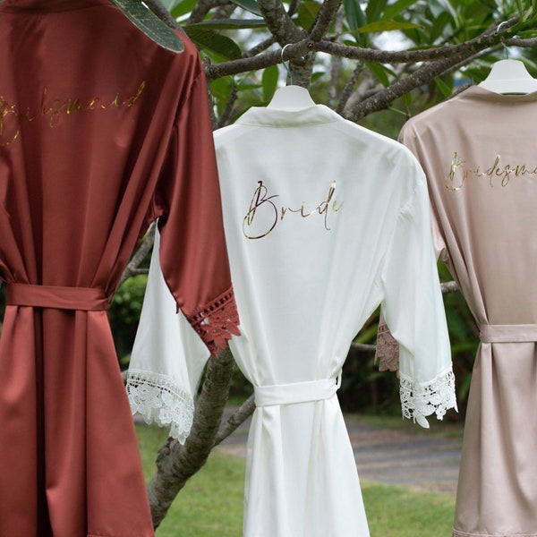 Satin Bridal Robes Personalized | Bridesmaid Robes Silk | Bride Gift | Bachelorette Party | Maid of Honor Robe | Wedding Gift