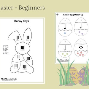 Easter Worksheets for beginner piano theory