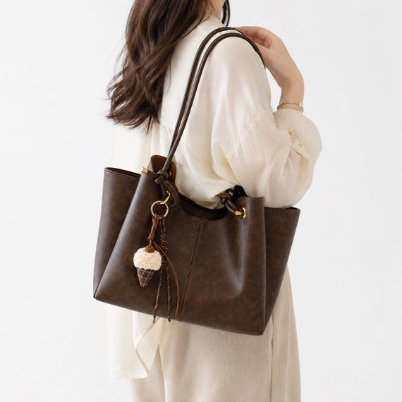 Leather Tote Bag for Women, Large Work Tote Bag, Vintage Shoulder Purse, Everyday Office Handbag, Minimalist Commuter Bag, Gift for Her