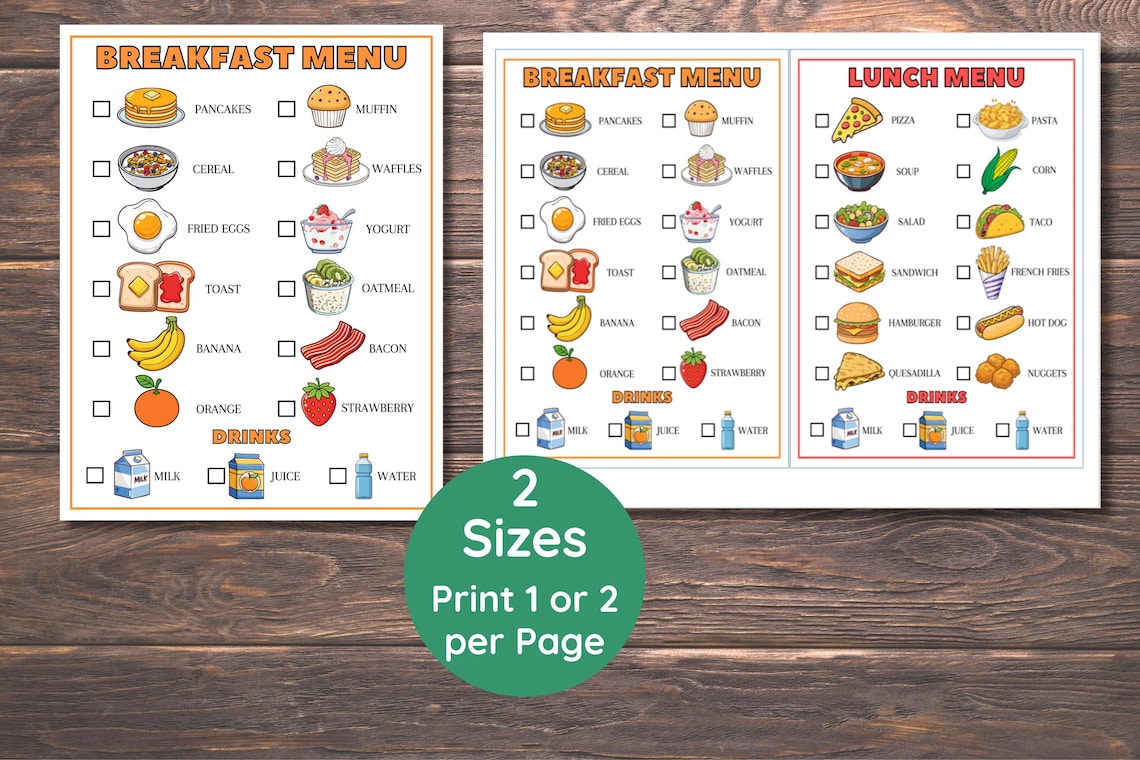 Pretend Play Menus, Pretend Restaurant Menus, Kids Play Menus, Kids ...