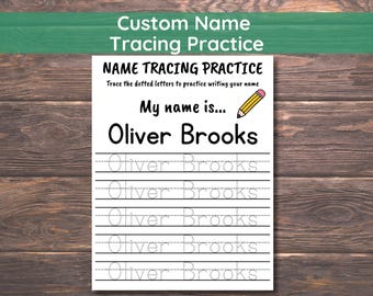 Pre-K Custom Name Tracing Worksheet, Personalized Name Tracing PDF, Handwriting Practice Pages, Name Trace Printable Kids Writing