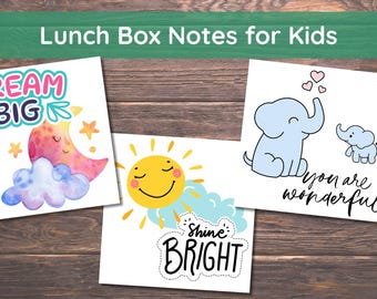 Notes de boîte à lunch pour enfants, 24 notes de boîte à lunch pour enfants, affirmations positives, notes encourageantes pour les enfants, téléchargement immédiat de notes de déjeuner
